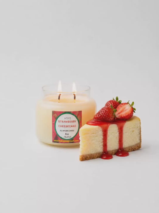 Strawberry Cheesecake Scented Soy Blend Candle - 8oz Apothecary Jar